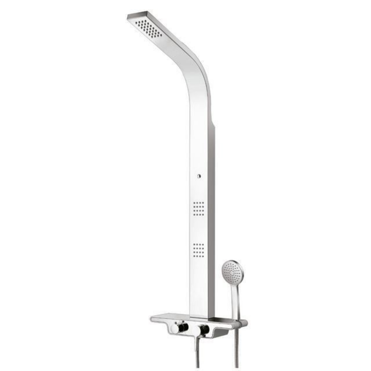 Imagen de Columna de ducha de acero inoxidable con hidromasaje y monomando