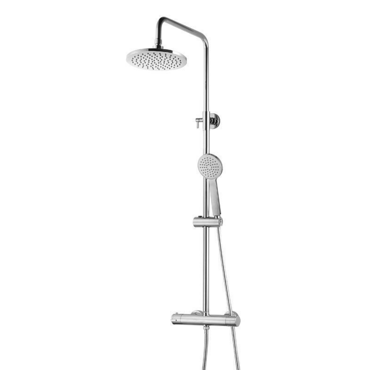 Imagem de Coluna de duche termostática em inox cromado com chuveiro redondo de 20 cm