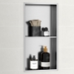 Imagem de Nicho de Parede 30x60x10 em Inox Escovado, 2 Prateleiras