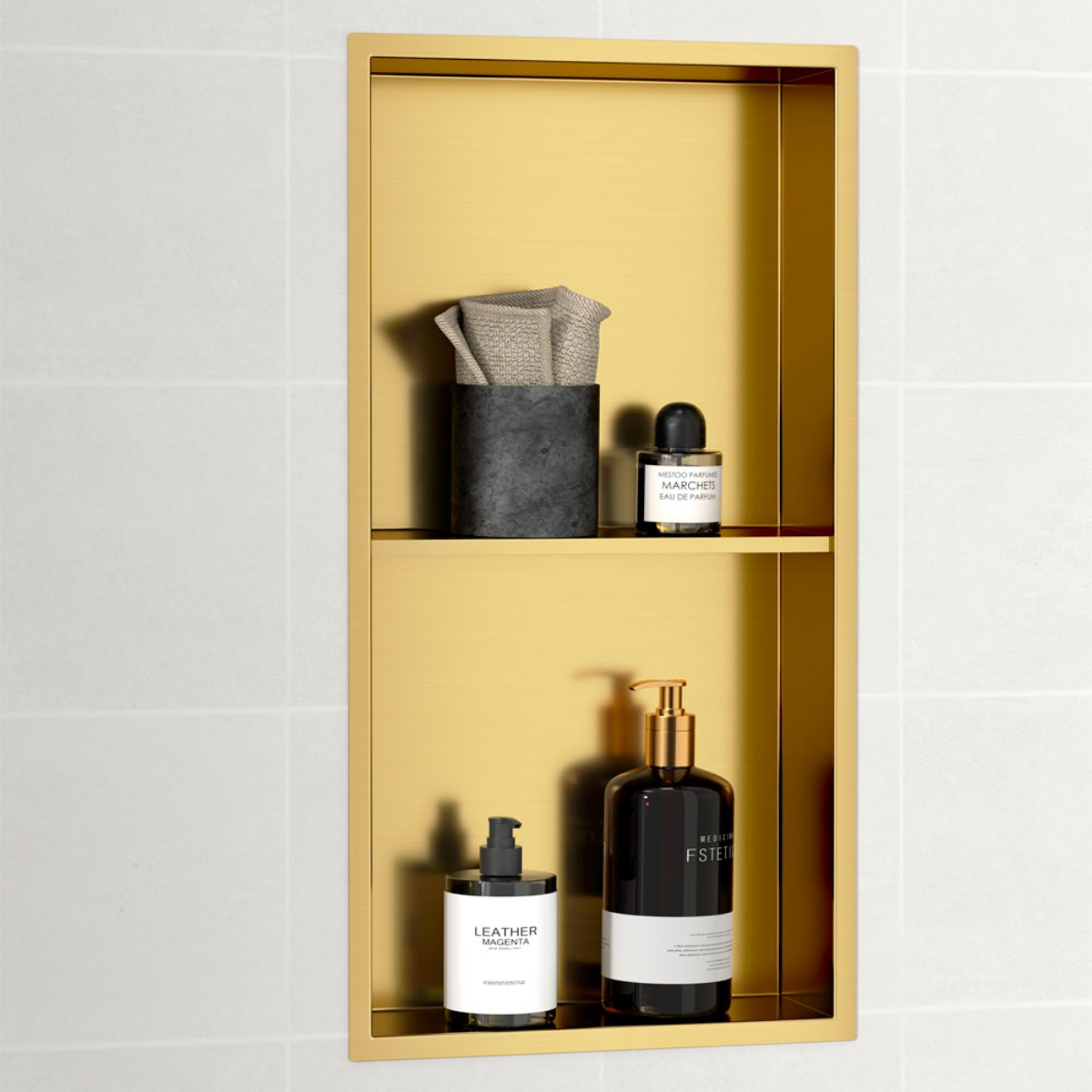 Imagem de Nicho de Parede Aço Inox 30x60x10 PVD Ouro Mate
