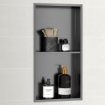 Imagen de Hornacina de Ducha 30x60x10 Vertical Gun Metal PVD AISI 304 con 2 Estantes
