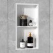 Imagen de Hornacina de Ducha 30x60x10 Vertical Blanco Mate AISI 304 con 2 Estantes para Empotrar