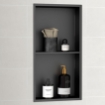 Imagem de Nicho de Duche 30x60x10 Vertical Preto Mate AISI 304 com 2 Prateleiras para Embutir