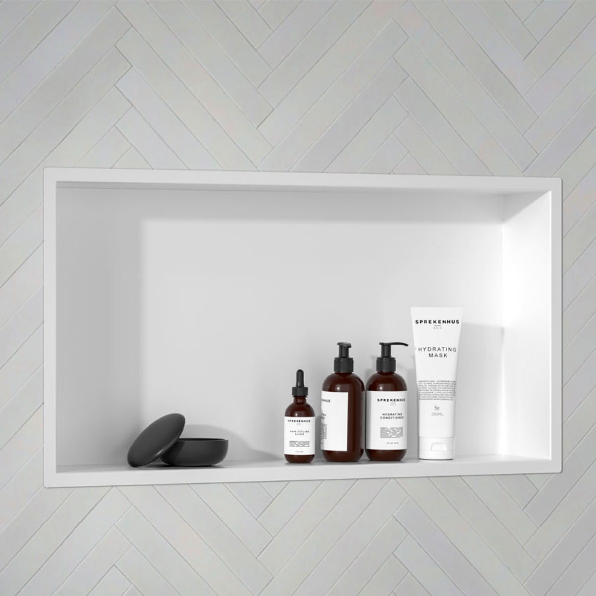 Imagen de Hornacina de Ducha 60x30x10 Horizontal Blanco Mate AISI 304 para Empotrar