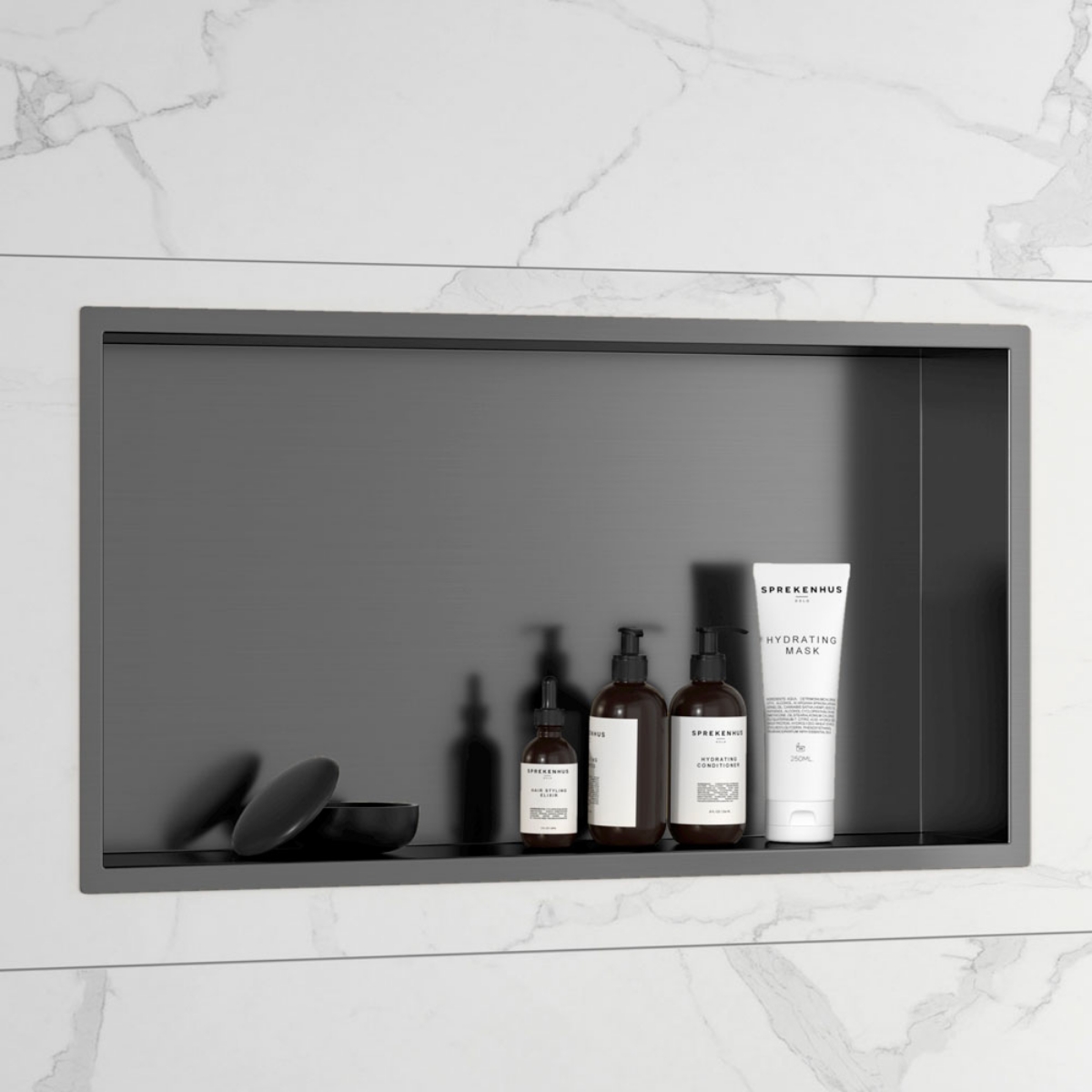 Imagen de Hornacina de Ducha 60x30x10 Horizontal Gun Metal PVD AISI 304 para Empotrar