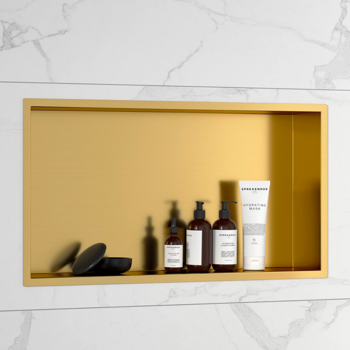 Imagem de Nicho de Parede Aço Inox 60x30x10 PVD Ouro Mate