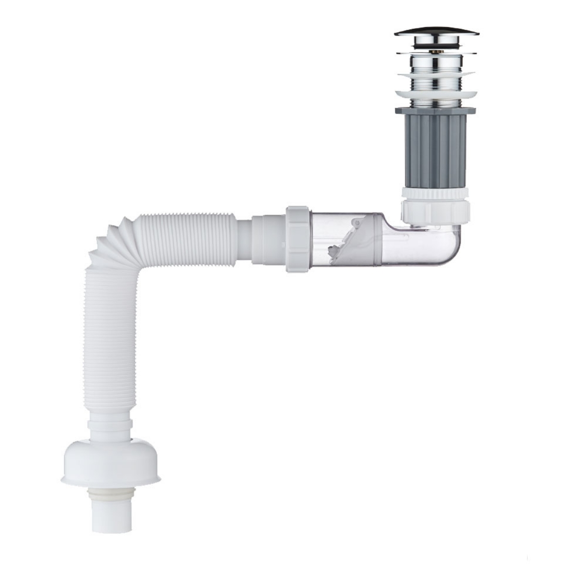 Imagen de Sifón Articulado para Lavabo con Válvula Clic-Clac y Sistema Antiolores