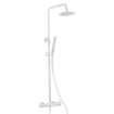 Imagem de Coluna de Duche Termostática Redonda Branco Mate com Chuveiro Superior Inox 20 cm