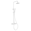 Imagem de Coluna de Duche Termostática Redonda Branco Mate com Chuveiro Superior Inox 20 cm