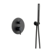 Imagen de Conjunto de ducha empotrado negro mate con monomando y rociador Ø25 cm