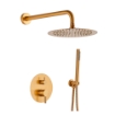 Imagem de Conjunto de duche embutido ouro mate com monocomando e chuveiro Ø25 cm