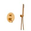 Imagem de Conjunto de duche embutido ouro mate com monocomando e chuveiro Ø25 cm