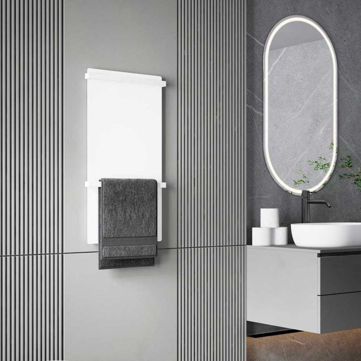 Imagen de Toallero Eléctrico 120W Blanco Mate de Pared (Panel Plano)