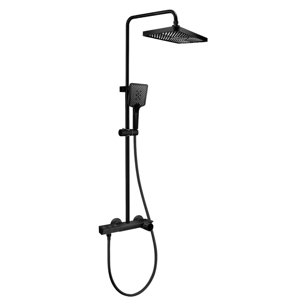 Imagen de Columna de ducha termostática negra mate con pantalla LED de temperatura