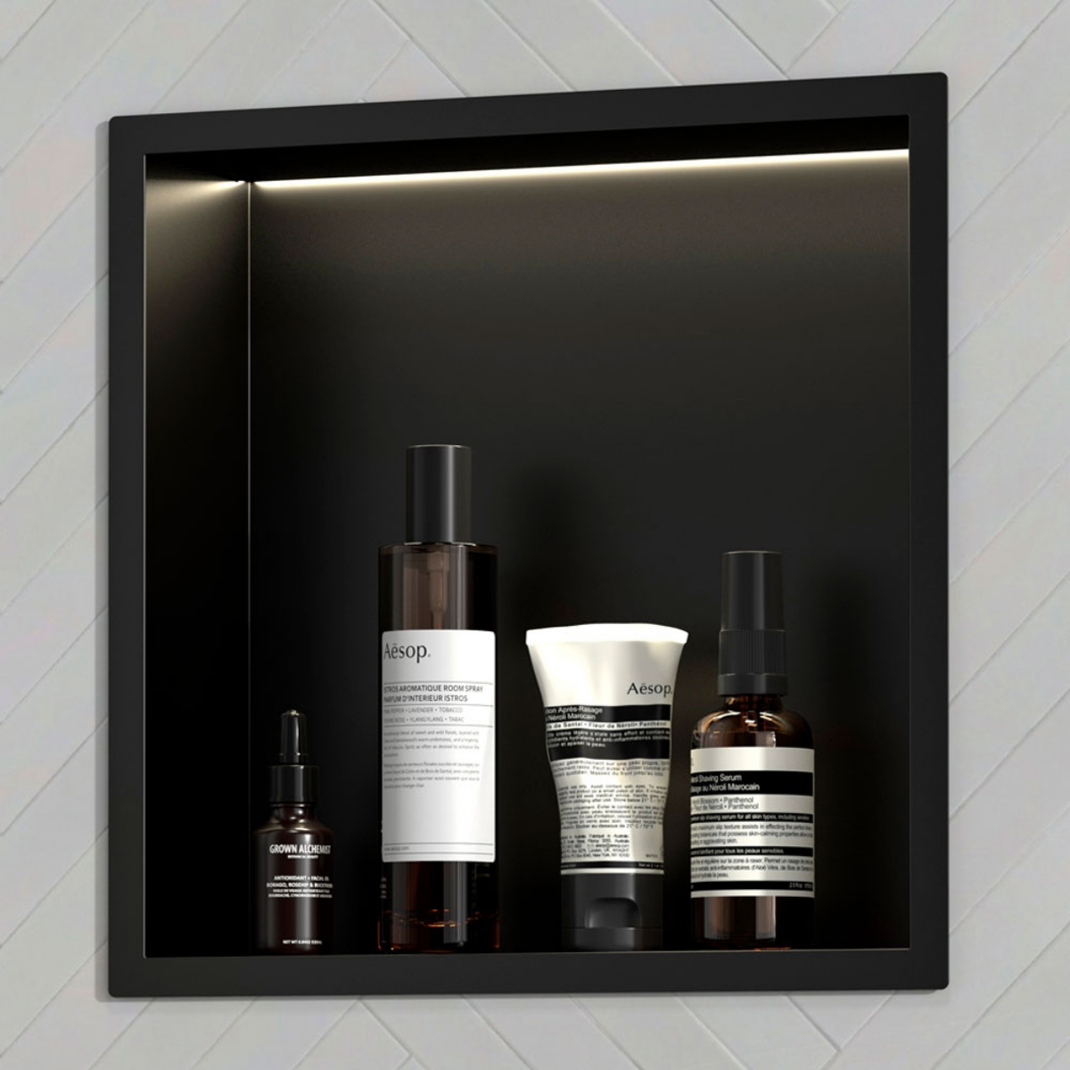 Imagem de Nicho de Casa de Banho com LED 30x30 em Inox Preto Mate
