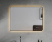 Imagen de Espejo LED Rectangular, Marco Negro 80x60, Antivaho y Luz Regulable