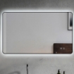Imagem de Espelho LED Retangular 100x60 cm com Moldura Preta, Luz Retroprojetada e Desembaciador