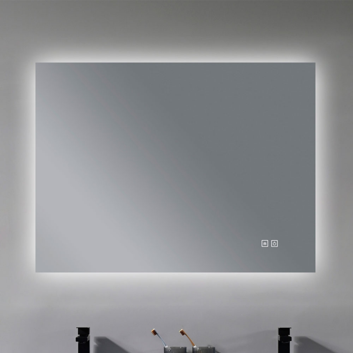 Imagem de Espelho LED Retangular 80x60 cm com Luz Indireta e Desembaciador