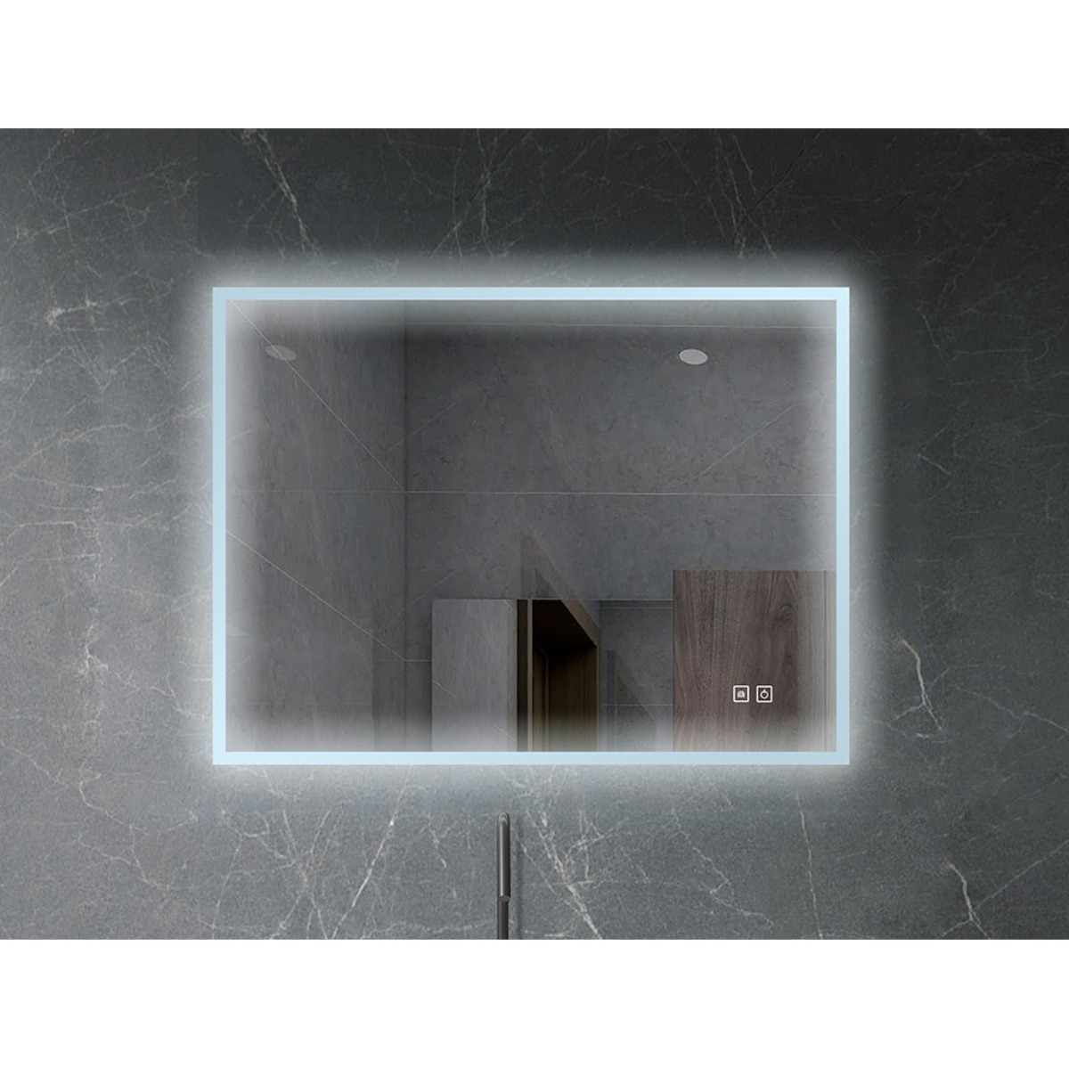 Imagem de Espelho LED Retangular 80x60 cm com Luz Frontal e Desembaciador