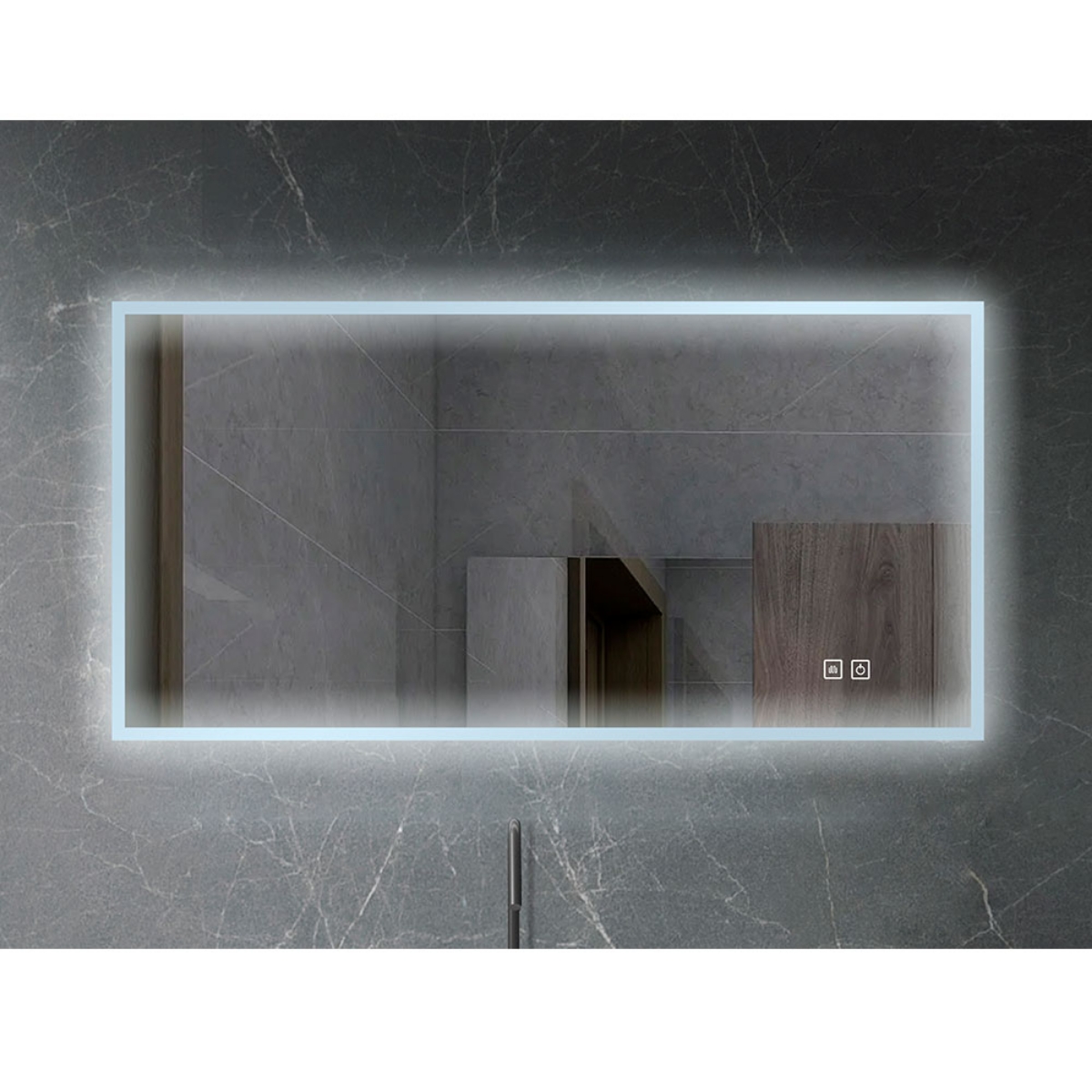 Imagem de Espelho LED Retangular 120x60 cm com Luz Frontal e Desembaciador