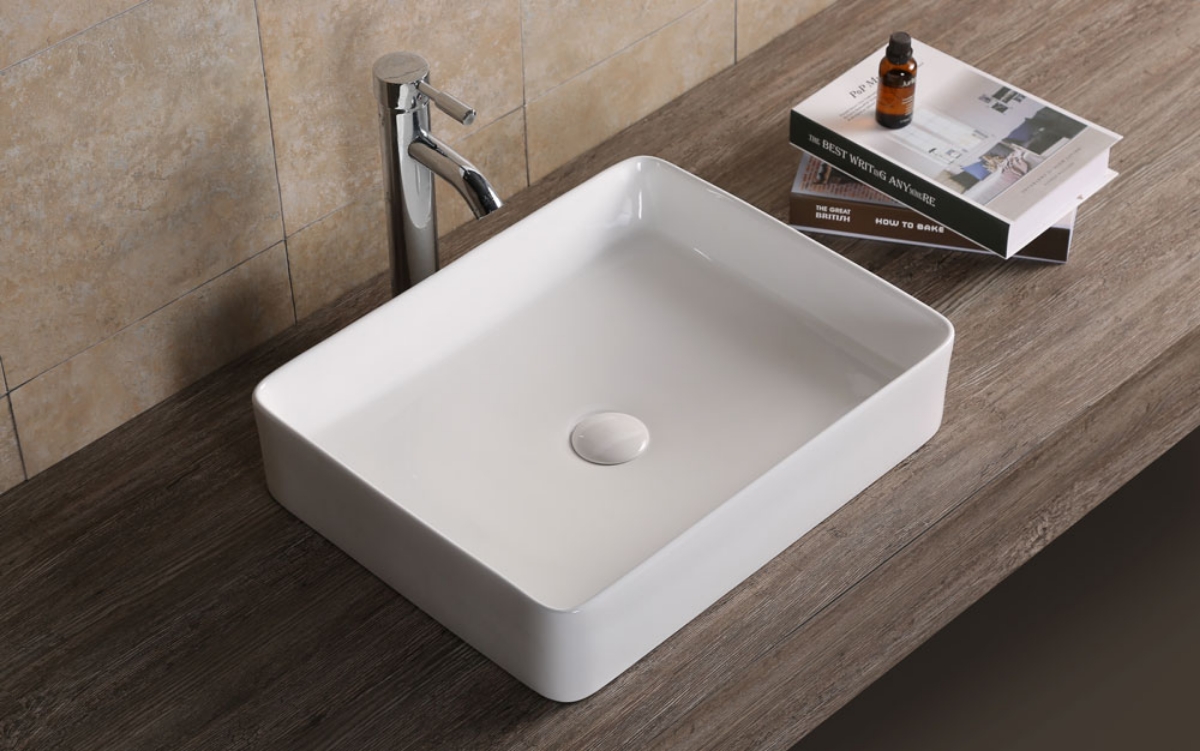 Imagen de Lavabo de Encimera Cuadrado 40x40 en Cerámica Blanco Brillante