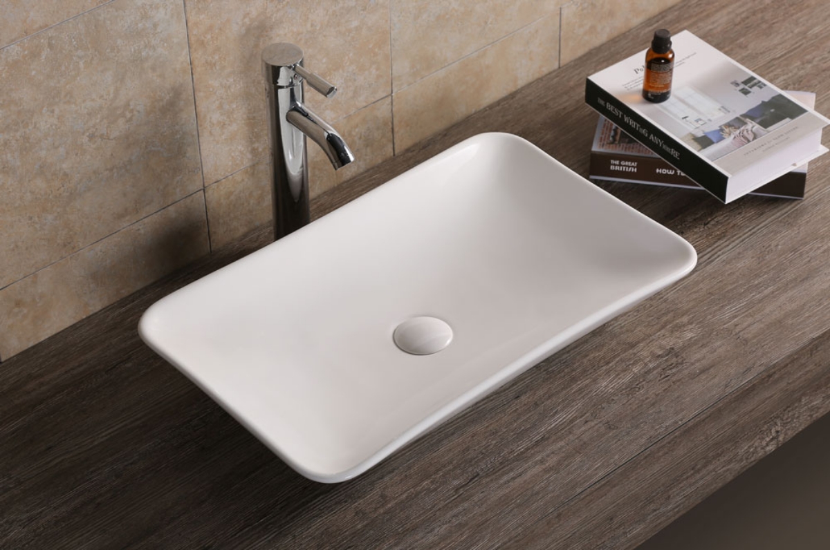 Imagen de Lavabo de Encimera Rectangular 59x36 cm Blanco Brillante
