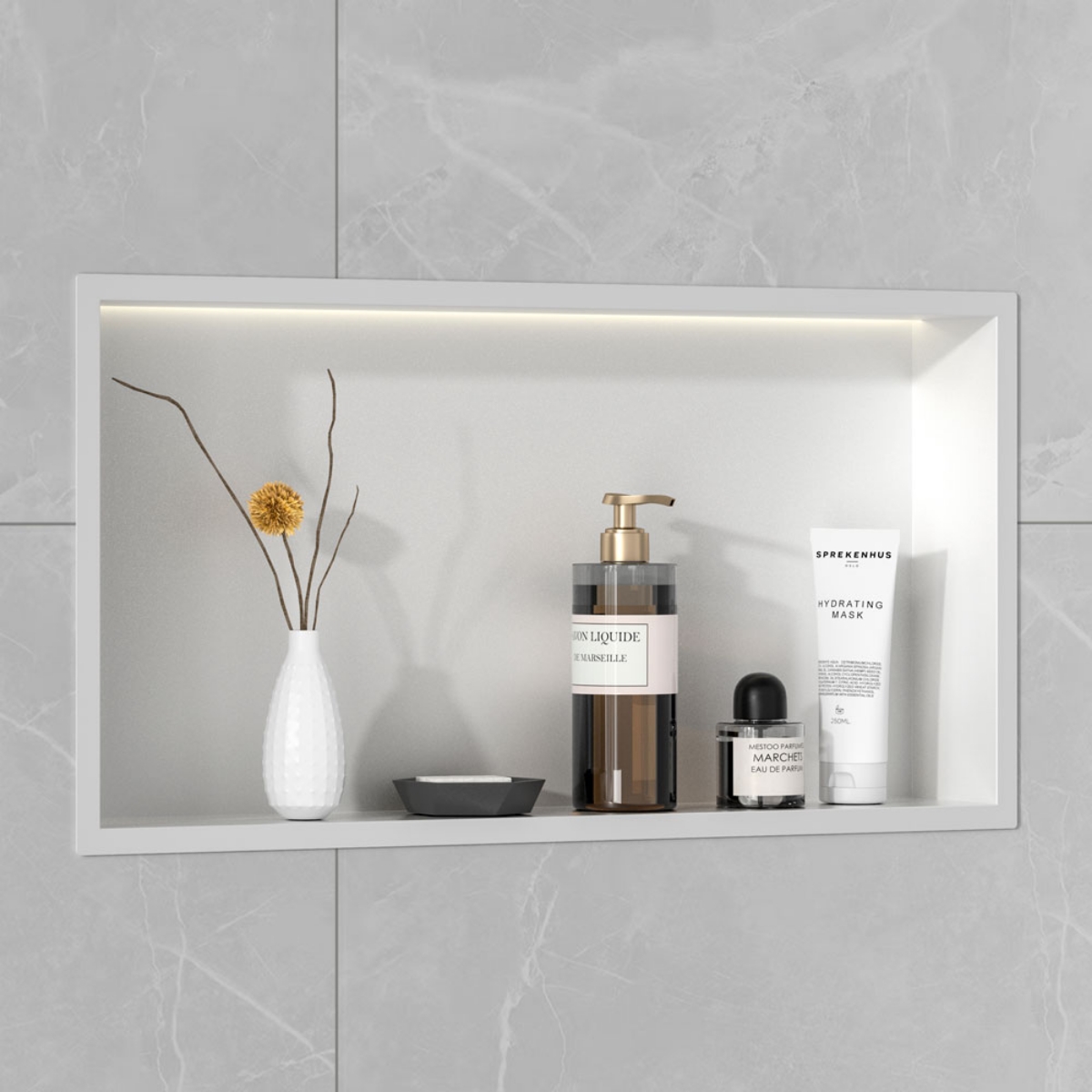 Imagem de Nicho de Parede com Luz LED 60x30x10 Branco Mate