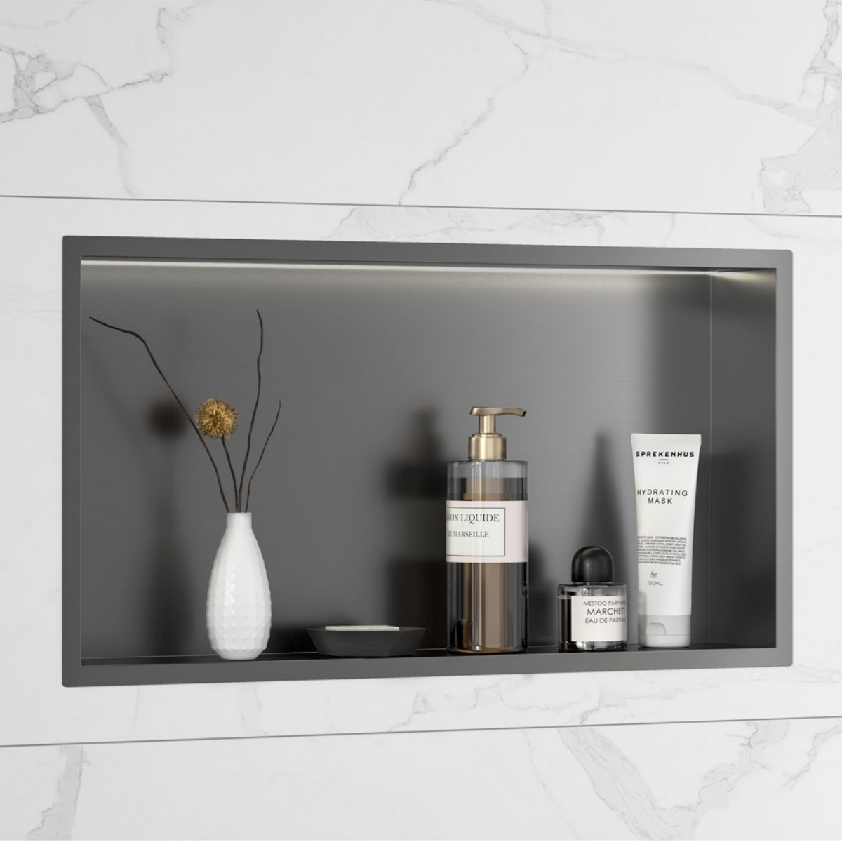 Imagem de Nicho de Parede LED PVD Gun Metal 60x30x10