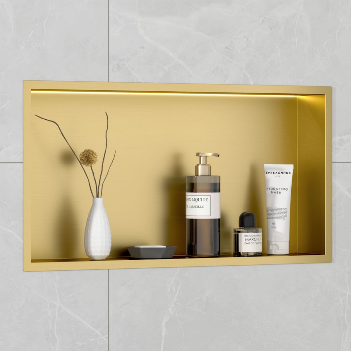 Imagem de Nicho de Parede LED PVD Ouro Mate 60x30x10