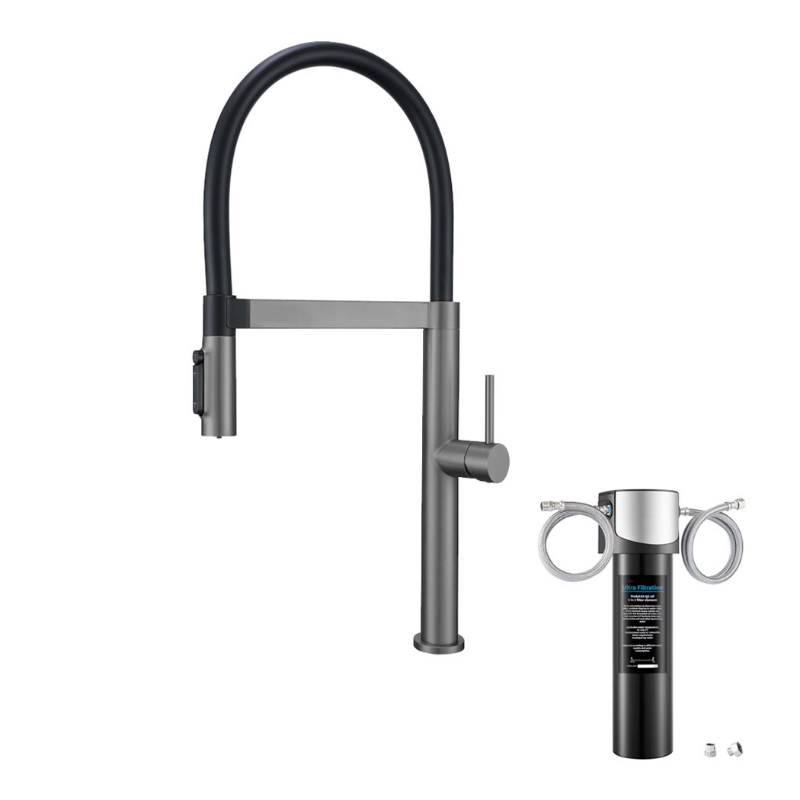 Imagen de Grifo 3 Vías Antracita + Filtro Q5 – Pack Agua Filtrada en tu Cocina