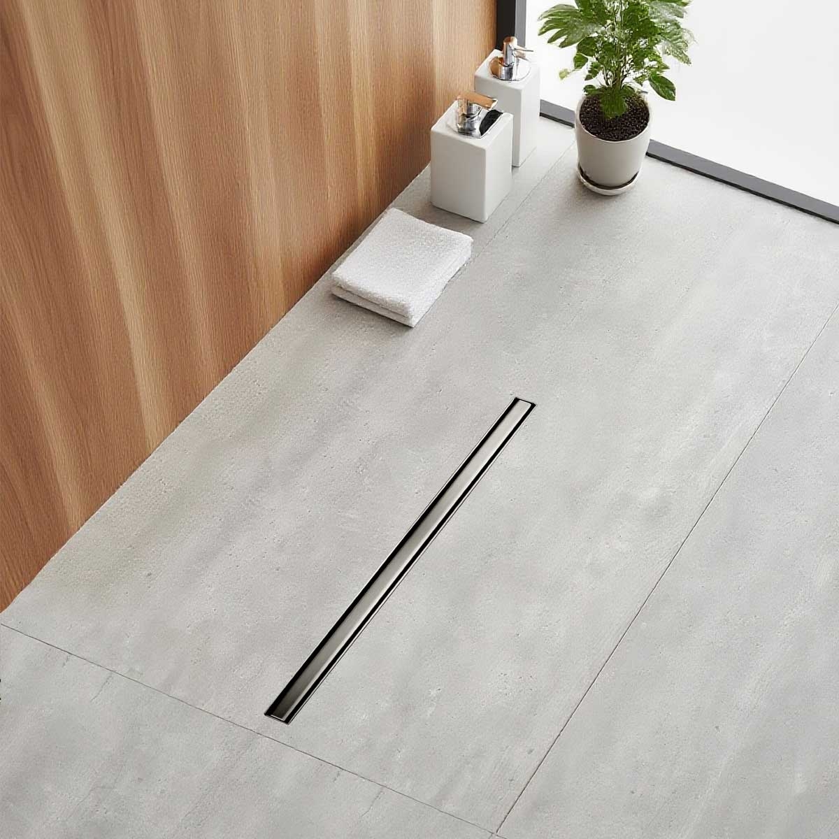 Imagem de Calha de Duche SLIM Satinox PVD (Gun Metal) com Sifão 360º | 600–900 mm