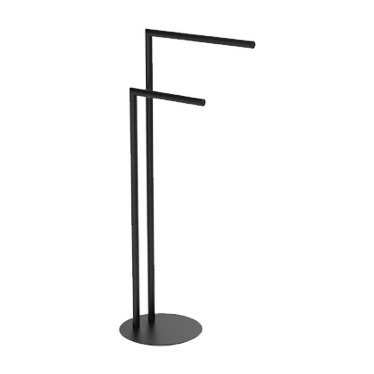 Imagem de Toalheiro de Chão Duplo Preto Mate – Suporte para Toalhas de Casa de Banho