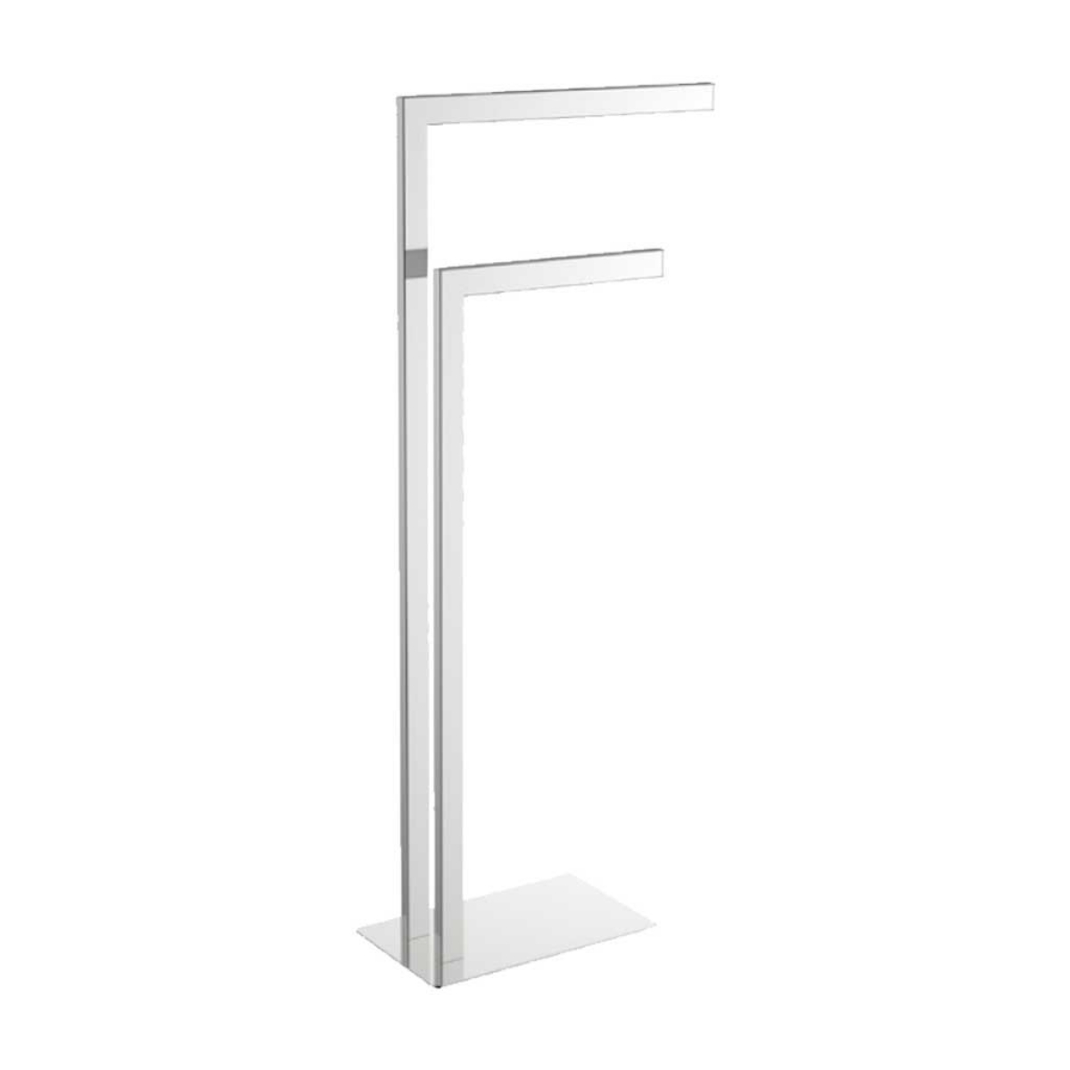 Imagem de Toalheiro de Chão Duplo Cromado Moderno – Suporte de Toalhas de Pé para Casa de Banho