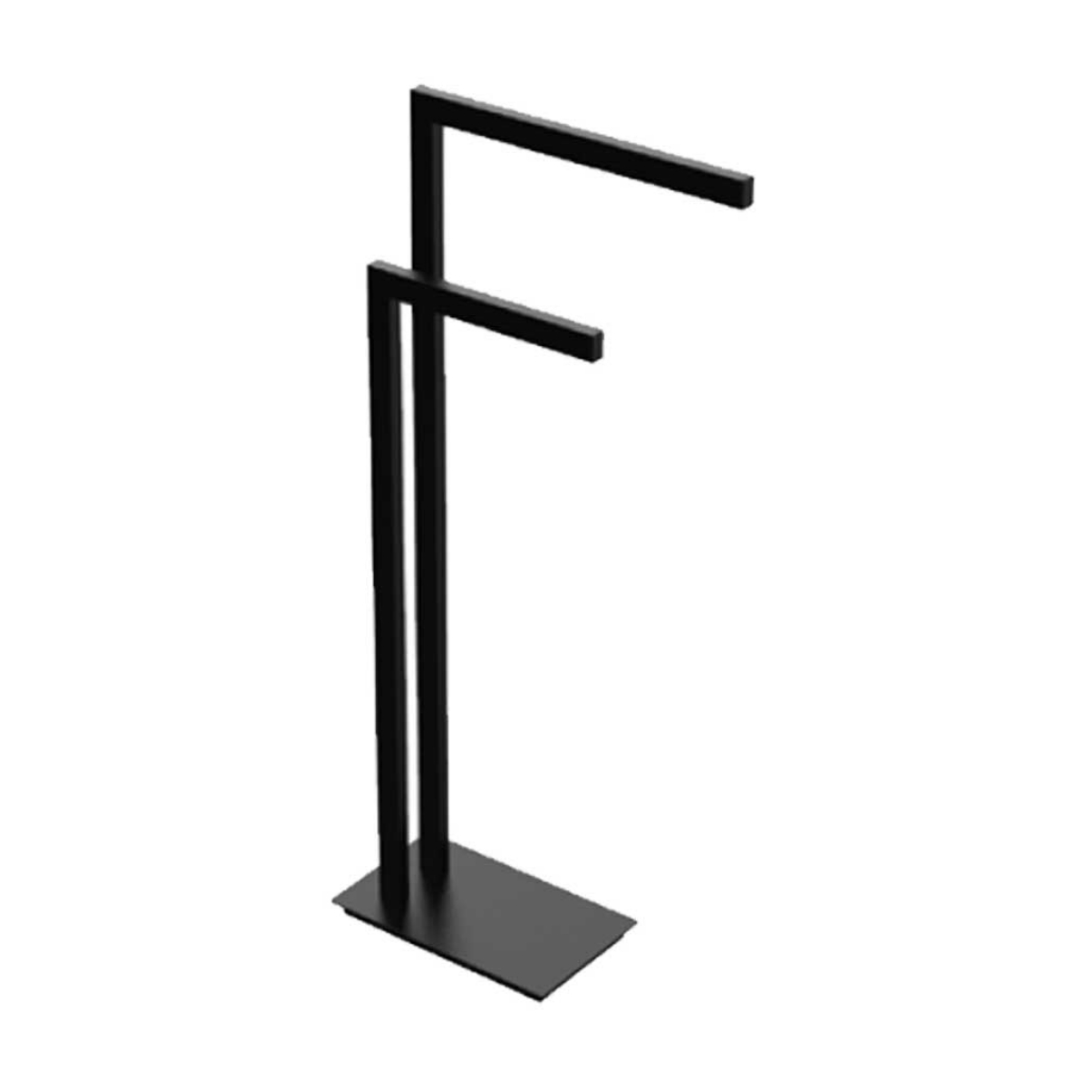 Imagem de Toalheiro de Chão Duplo Preto Mate Moderno – Suporte de Toalhas de Pé para Casa de Banho