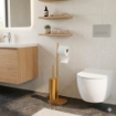 Imagem de Suporte de Piaçaba com Porta-Rolos de Chão Ouro Mate – Acessório WC Premium