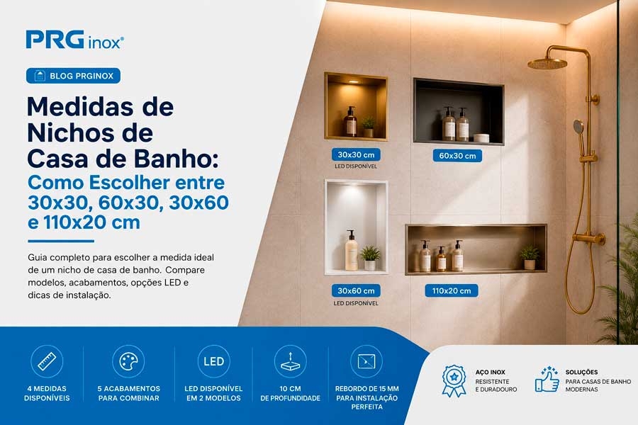 Medidas de Nichos de Casa de Banho: Como Escolher entre 30x30, 60x30, 30x60 e 110x20 cm